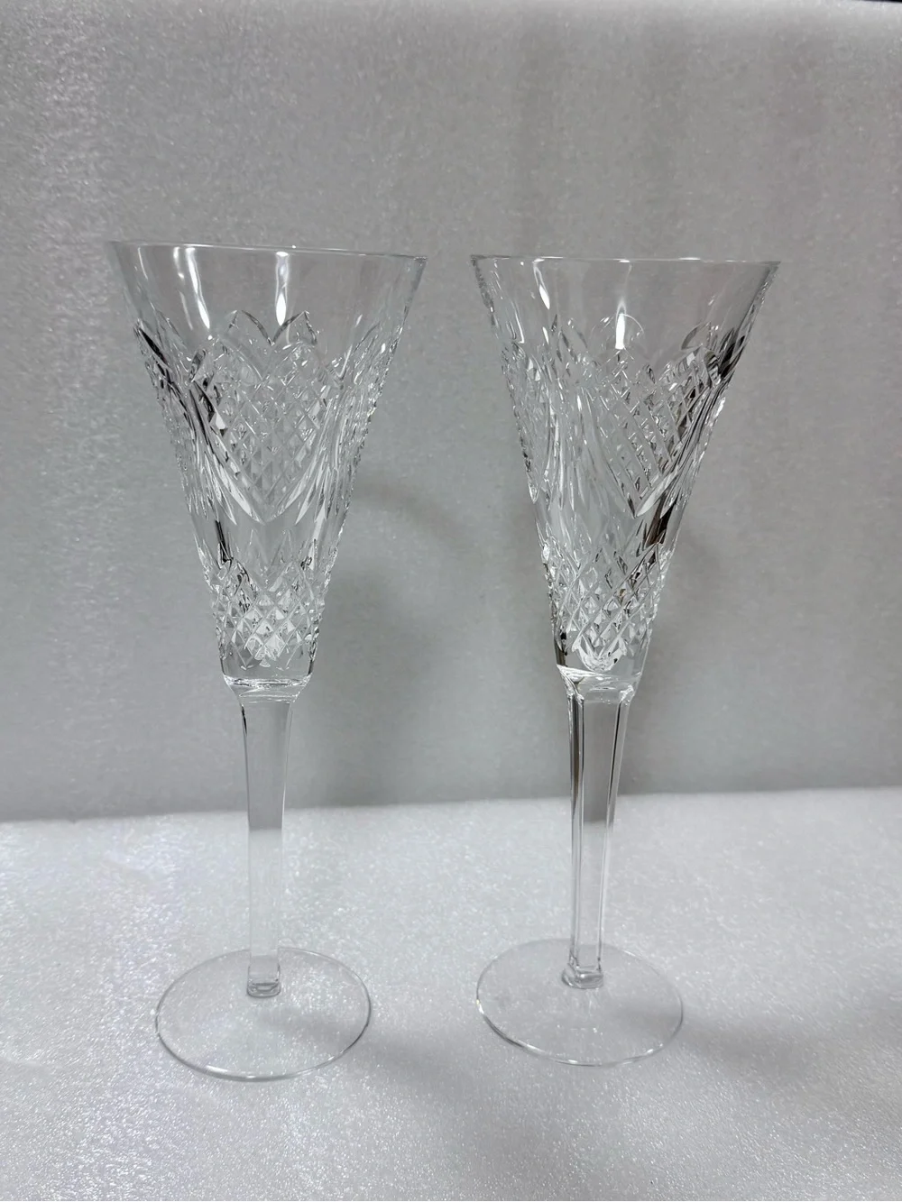 Waterford Heirloom Champagne Flutes Pair Wedding Toasting Glasses
